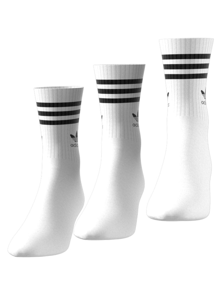 adidas Originals White Mid Cut Crew Socks 3 Pack - Image 6 of 8