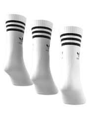 adidas Originals White Mid Cut Crew Socks 3 Pack - Image 8 of 8