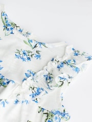 Blue/White Floral Baby Rompers 3 Pack - Image 4 of 6