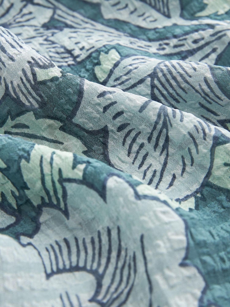 Morris & Co. Poppy Blue Floral Print Ruffle Shirred Long Sleeve Blouse - Image 6 of 6
