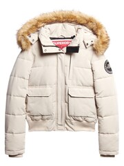 Superdry Grey Everest Hooded Puffer Bomber Jacket - Image 1 of 6