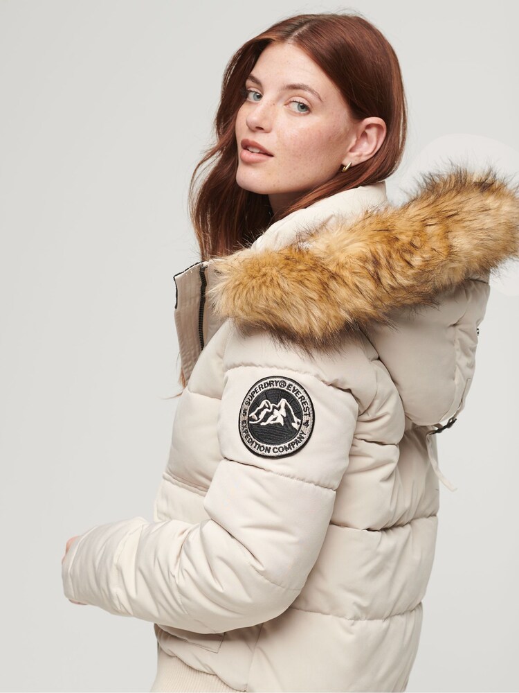 Superdry Grey Everest Hooded Puffer Bomber Jacket - Image 2 of 6