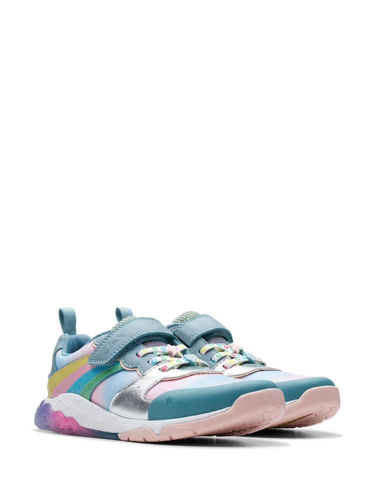 Clarks Blue Standard Fit (F) Combi Tidal Star Trainers - Image 4 of 8