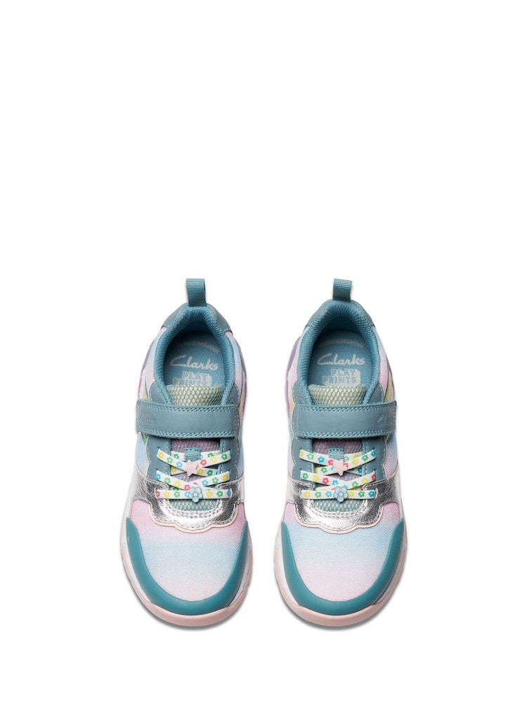 Clarks Blue Standard Fit (F) Combi Tidal Star Trainers - Image 6 of 8