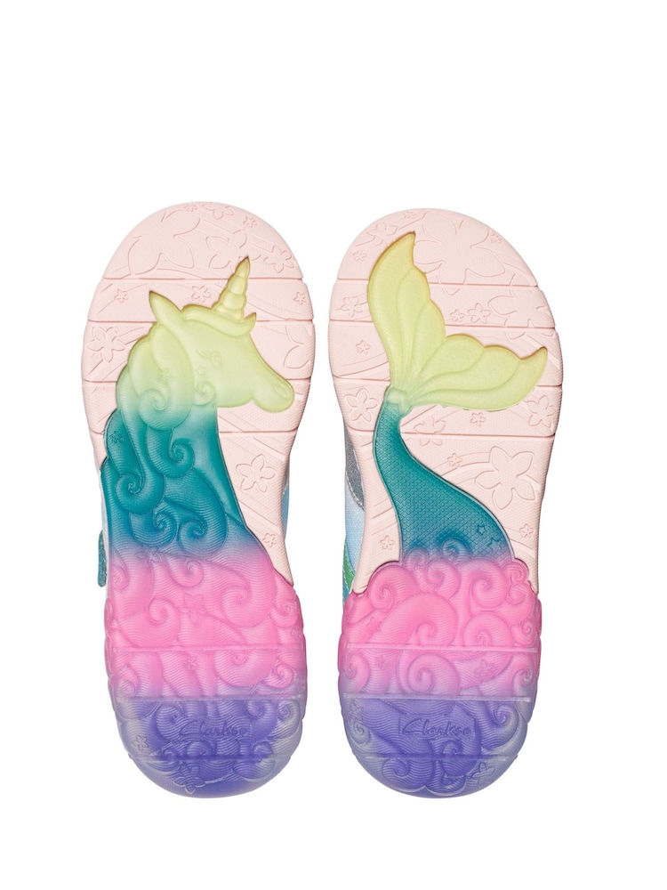 Clarks Blue Standard Fit (F) Combi Tidal Star Trainers - Image 7 of 8