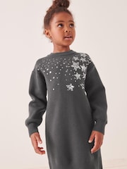 Grey Sequin Jumper Dress (3-16yrs) - Image 1 of 7