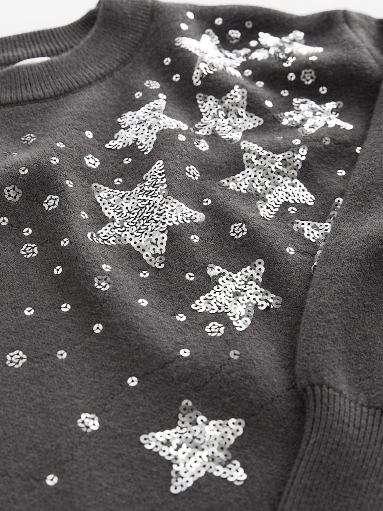 Grey Sequin Jumper Dress (3-16yrs) - Image 7 of 7