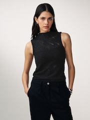 Schwarz - Ärmelloses, strukturiertes Tanktop - Bild 1 von 6