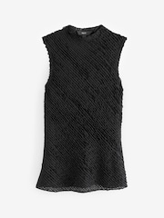 Schwarz - Ärmelloses, strukturiertes Tanktop - Bild 5 von 6