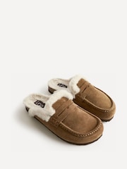 Şabalıdı qəhvəyi - Linzi Elma Fur Mule Slippers - 6şəkildən 3 şəkil