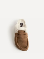 Şabalıdı qəhvəyi - Linzi Elma Fur Mule Slippers - 6şəkildən 4 şəkil