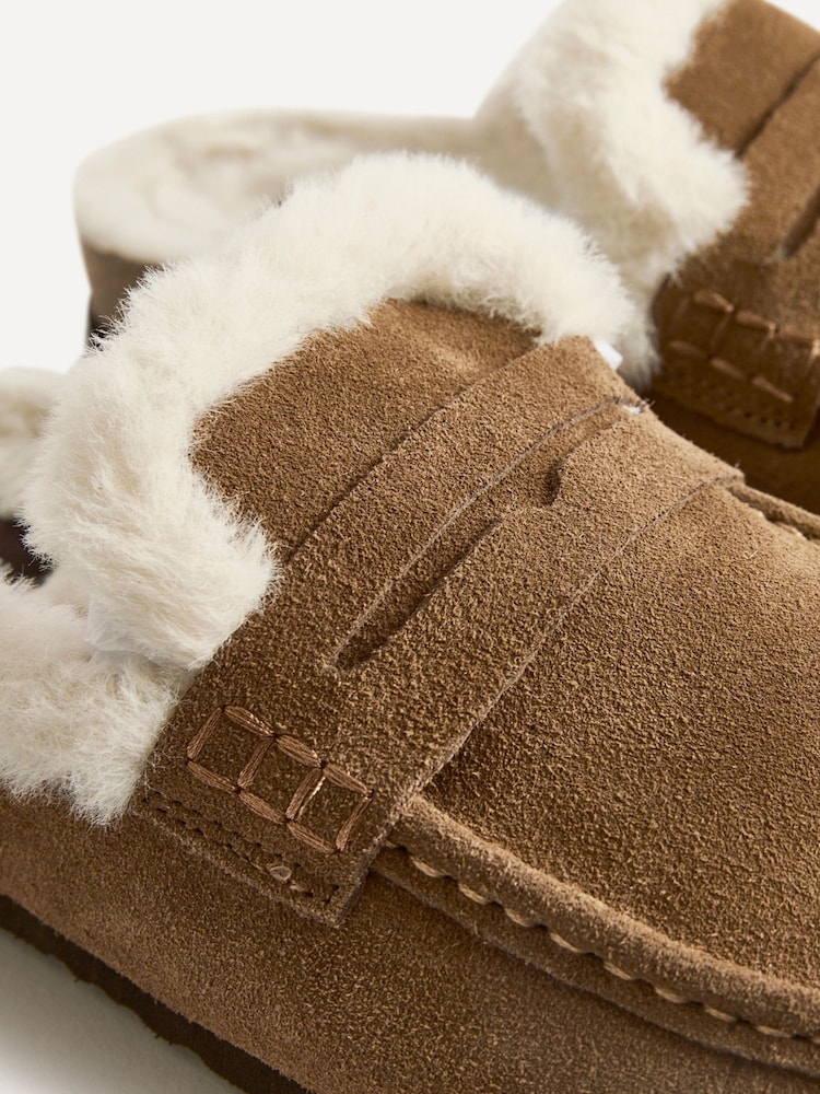 Şabalıdı qəhvəyi - Linzi Elma Fur Mule Slippers - 6şəkildən 6 şəkil