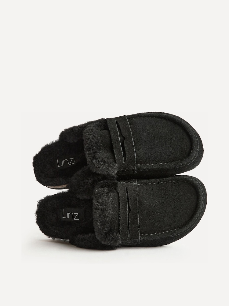 Qara - Linzi Elma Fur Mule Slippers - 5şəkildən 5 şəkil