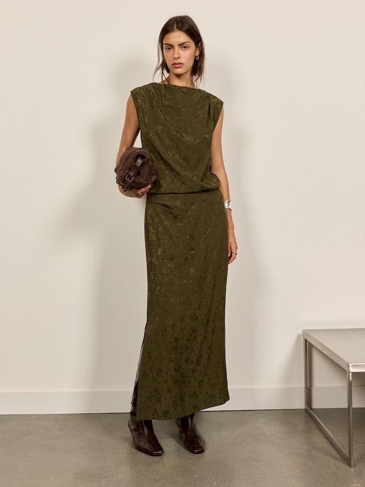 BHOEM Khaki Green Midi Dress - Image 1 of 5 BHOEM Khaki Green Midi Dress - Image 1 of 5