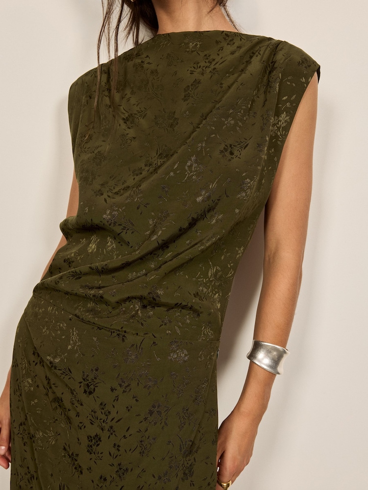 BHOEM Khaki Green Midi Dress - Image 2 of 5 BHOEM Khaki Green Midi Dress - Image 2 of 5