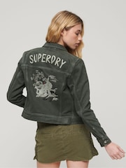 Superdry Grey 100% Cotton St Tropez Workwear Crop Jacket - Image 2 of 3