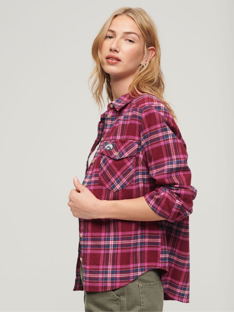Superdry Red Lumberjack Check Flannel Shirt - Image 4 of 7