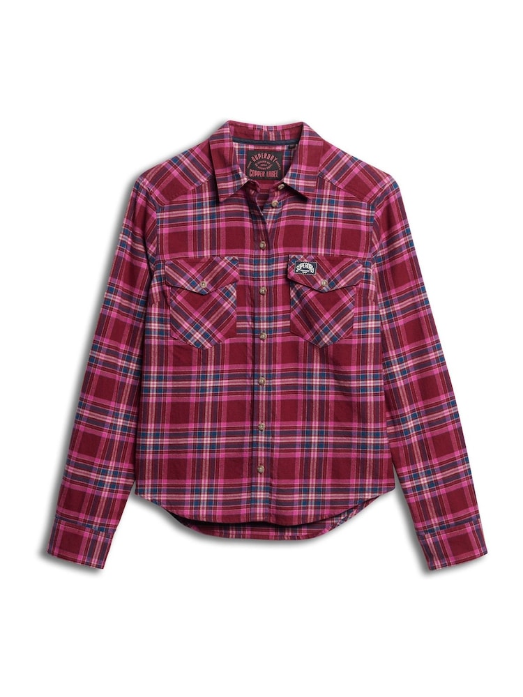 Superdry Red Lumberjack Check Flannel Shirt - Image 5 of 7