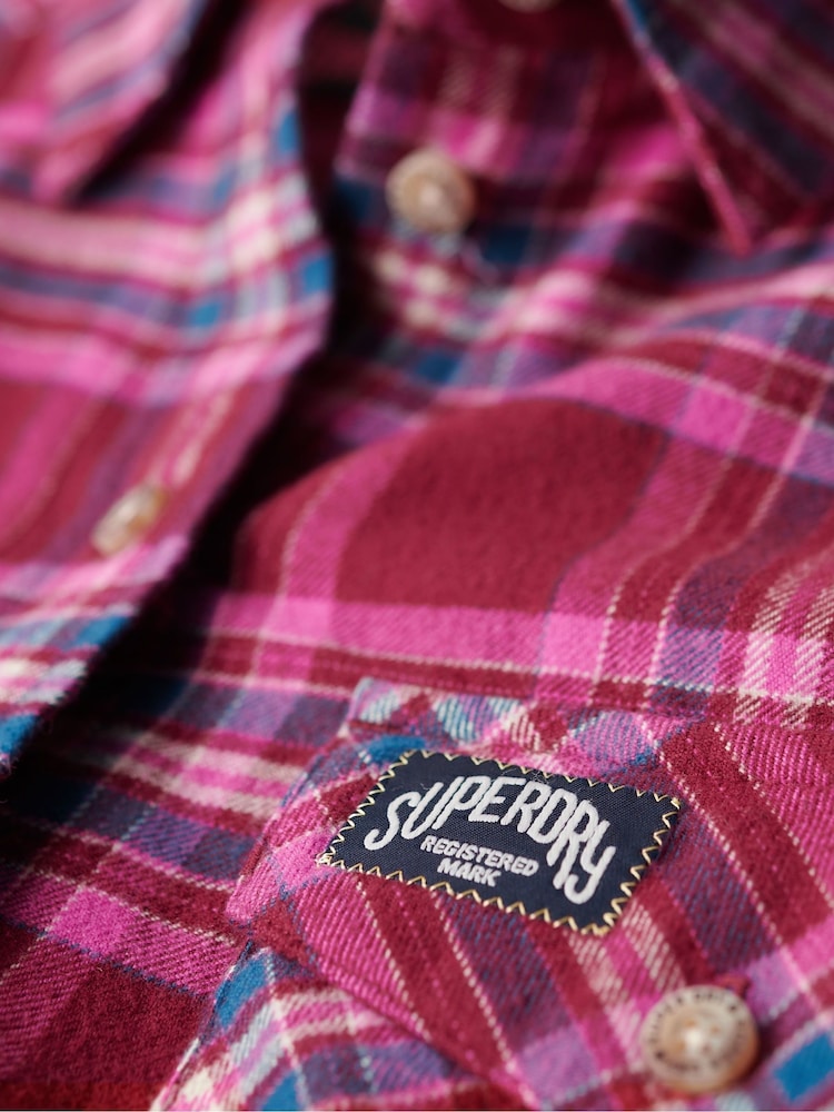 Rot - Superdry Lumberjack Kariertes Flanellhemd aus 100 % Baumwolle - Bild 7 von 7