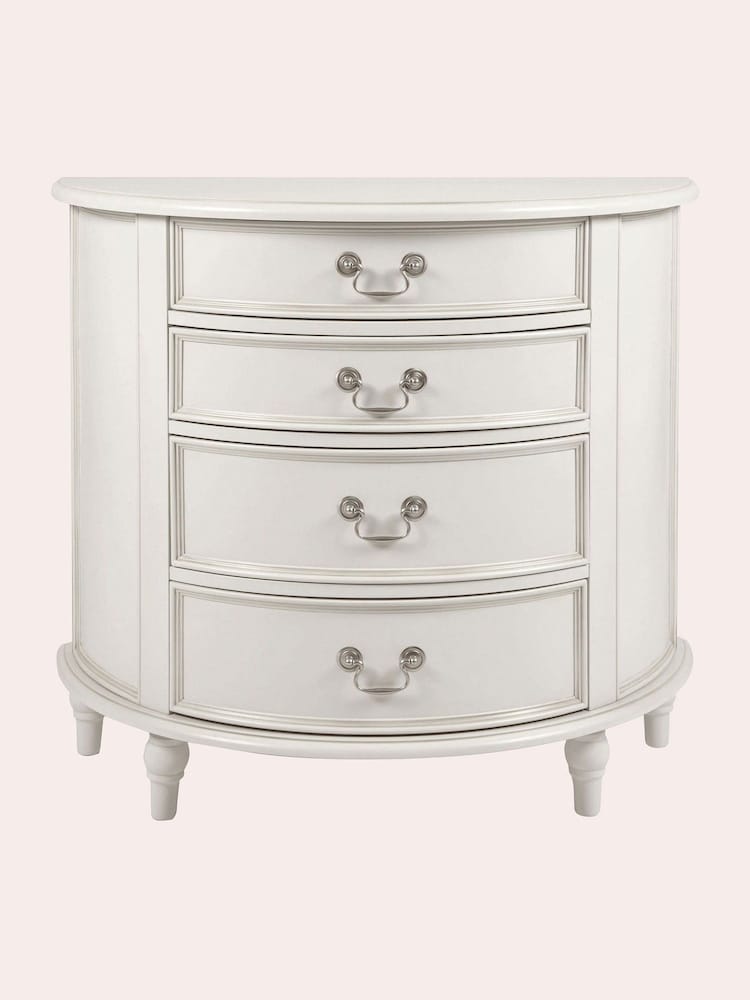 Laura Ashley Dove Grey Clifton Half Moon 4 Drawer Chest - Image 2 of 4