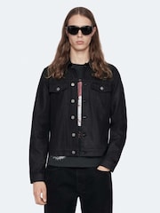 AllSaints Black Fitted Trucker Jacket - Image 1 of 8