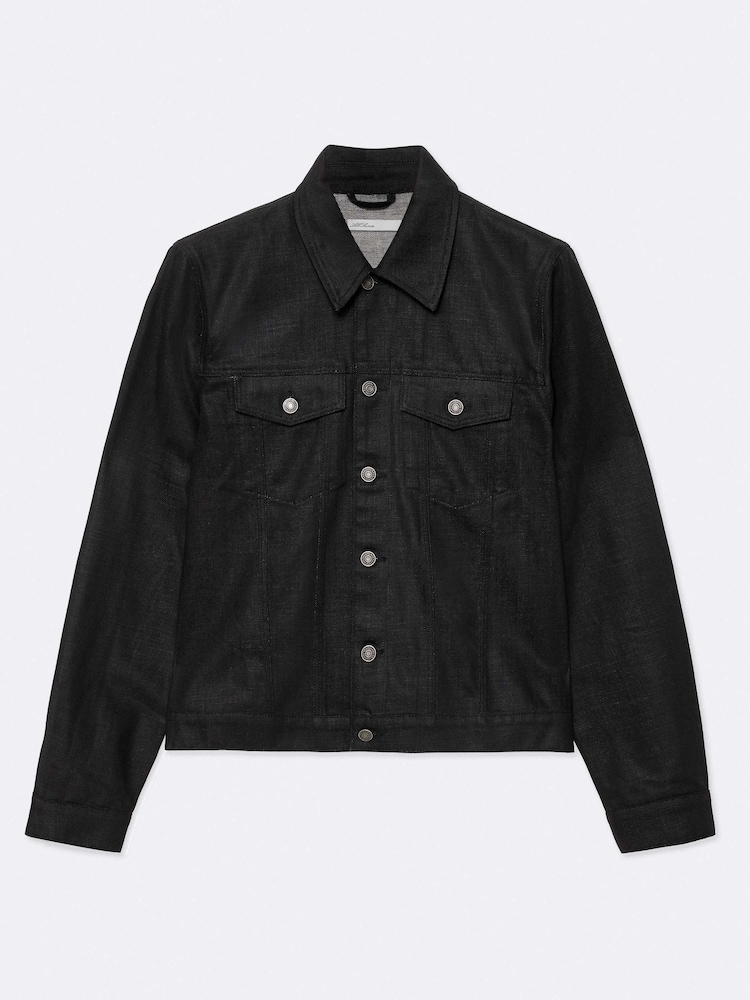 AllSaints Black Fitted Trucker Jacket - Image 8 of 8