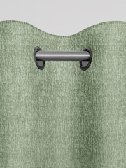 Green Sage Heavyweight Chenille Eyelet Lined Curtains - Image 6 of 7