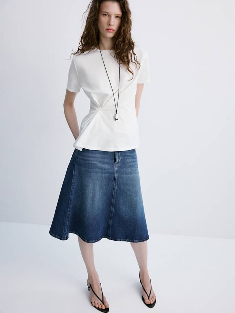 Mango White Knot Front T-Shirt - Image 1 of 6