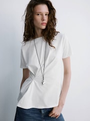 Mango White Knot Front T-Shirt - Image 3 of 6