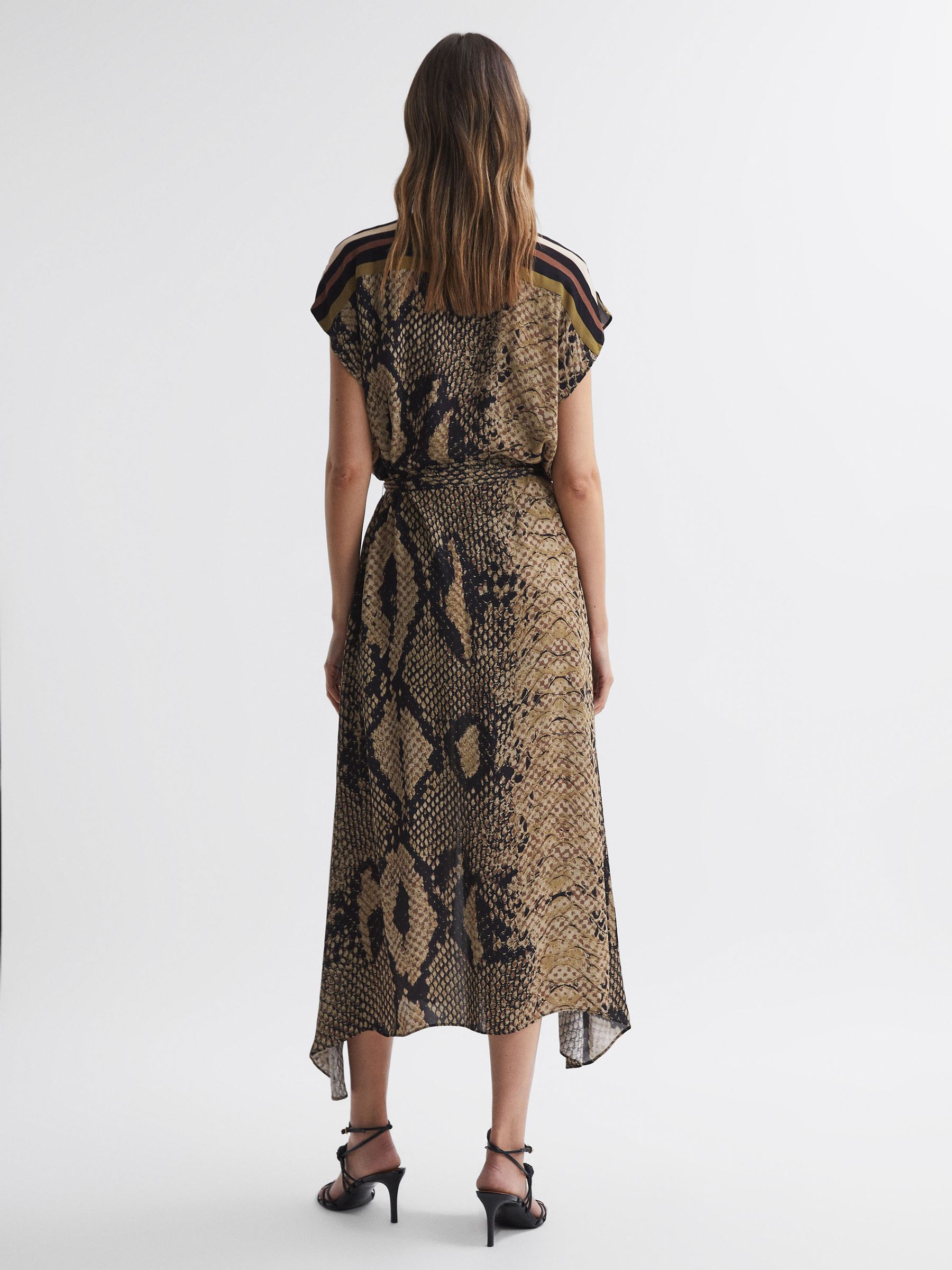 Buy Reiss Brown Bea Snake Print Midi Dress from Next Luxembourg