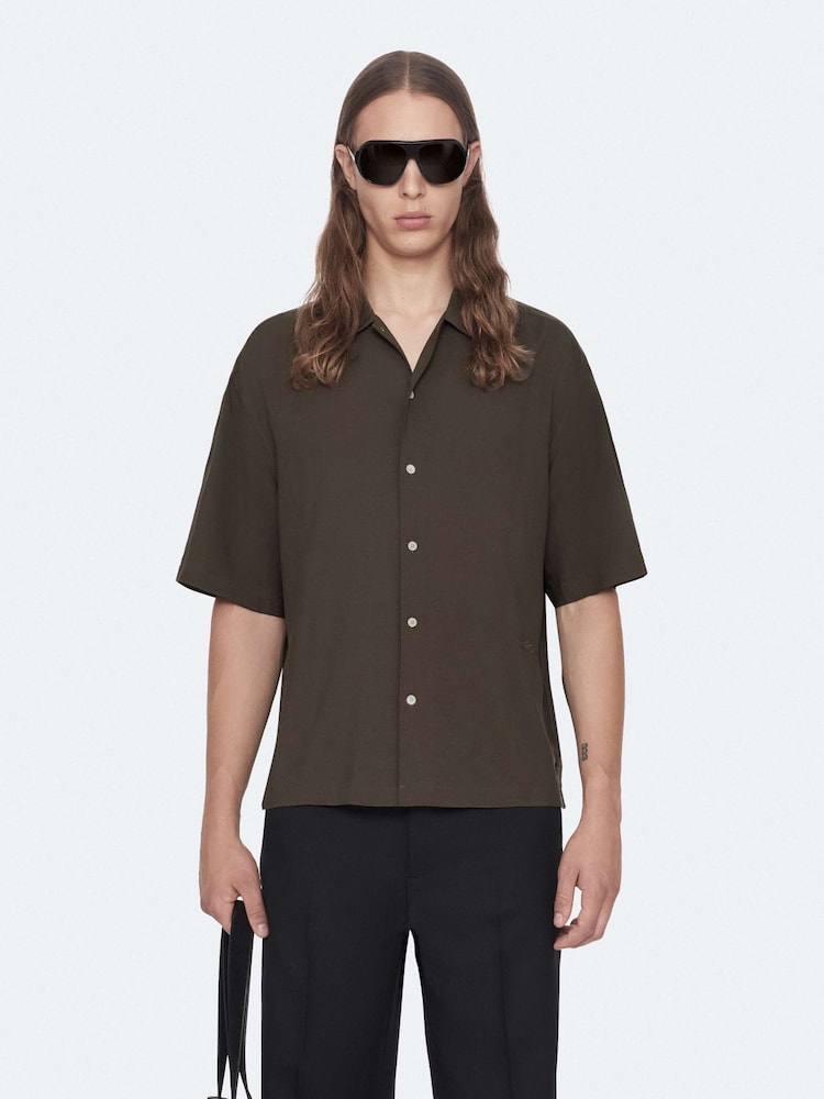 AllSaints Green Archer Short Sleeve Shirt - Image 1 of 8