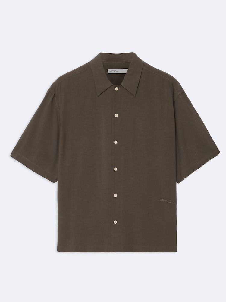 AllSaints Green Archer Short Sleeve Shirt - Image 8 of 8
