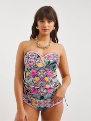 Figleaves Pink Floral Print Frida Bandeau Tankini Top - Image 1 of 5
