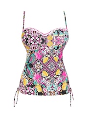 Figleaves Pink Floral Print Frida Bandeau Tankini Top - Image 5 of 5