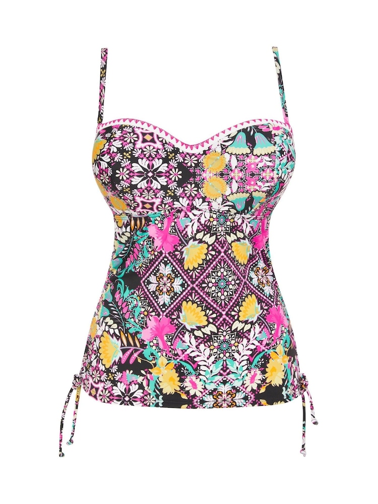 Figleaves Pink Floral Print Frida Bandeau Tankini Top - Image 5 of 5