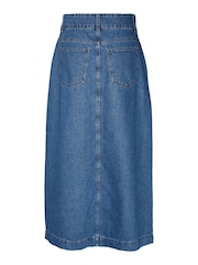 VERO MODA Blue 100% Cotton Button Detail Denim Midi Skirt - Image 7 of 7