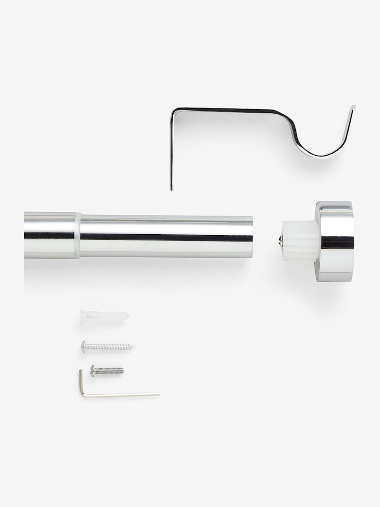Chrome Stud Finial Extendable 28mm Curtain Pole Kit - Image 5 of 5