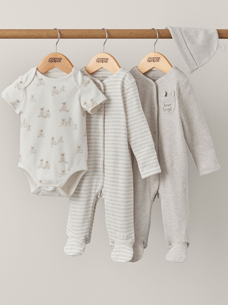 Mamas & Papas 100% Bombaž 4 Pieces Medvedji objem Teddy Začetni rjavi komplet - Slika 1 iz 5