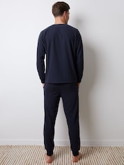 Threadbare Blue Waffle Textured Fleece Loungewear Set - Image 2 of 4