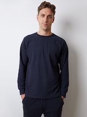 Threadbare Blue Waffle Textured Fleece Loungewear Set - Image 3 of 4