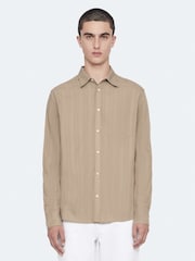AllSaints Brown Duke Long Sleeve Shirt - Image 1 of 8