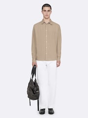 AllSaints Brown Duke Long Sleeve Shirt - Image 3 of 8