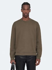 AllSaints Brown Aston Crew Sweat Top - Image 1 of 8