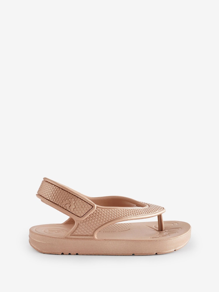 FitFlop Iqushion Kids Toddler Gold Shimmer Ergonomic Flip Flops - Image 1 of 4