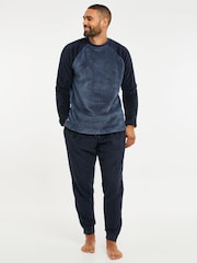 Threadbare Blue Borg Raglan Sweatshirt Lounge Set - Image 1 of 4