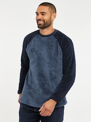 Threadbare Blue Borg Raglan Sweatshirt Lounge Set - Image 3 of 4