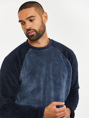 Threadbare Blue Borg Raglan Sweatshirt Lounge Set - Image 4 of 4