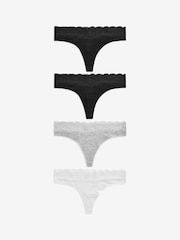 Blanc/Noir/Gris - Lot de 4 slips en dentelle - Image 1 de 9