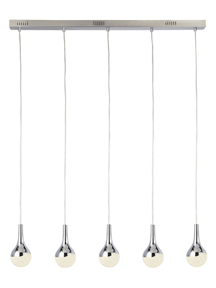 Searchlight Chrome Daisy Chrome with Crushed Ice Shades LED 5Lt Barn Ceiling Light - Image 2 of 3