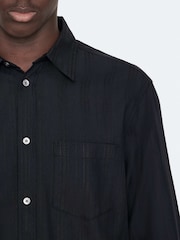 AllSaints Blue Duke Long Sleeve Shirt - Image 4 of 8